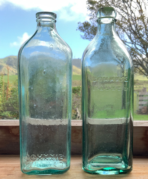 Pair antique Johnnie Walker Whisky Glass Bottles